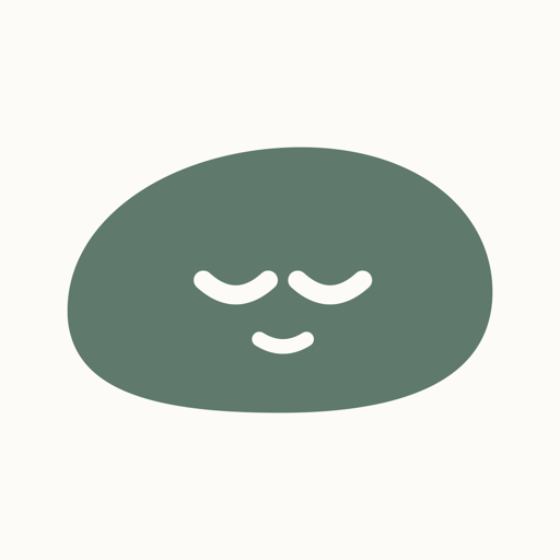 Humble Habits logo: Pebble, a sage-green pebble with its eyes closed